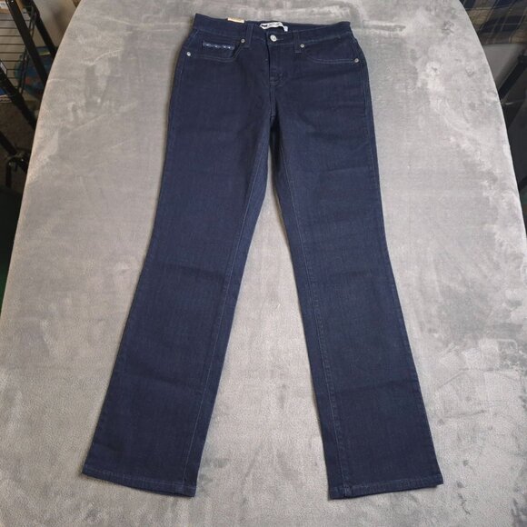Levis Womens 505 Classic Straight Leg Jeans 8 Dark Wash Mid Rise Stretch - Picture 4 of 8